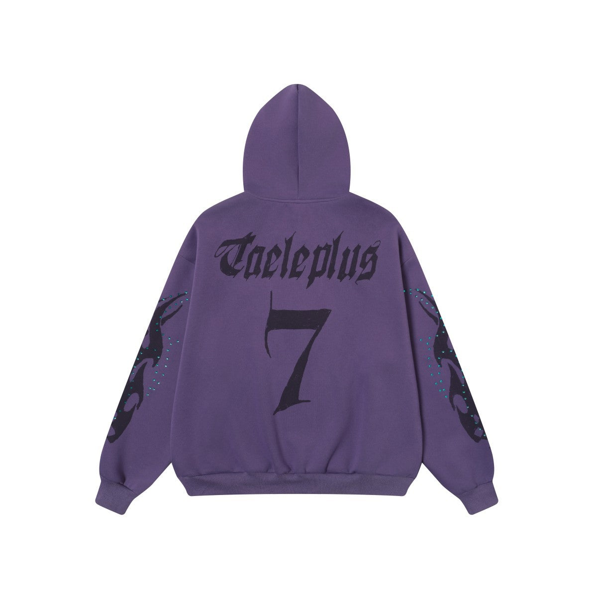 Omirad Flame Print Rhinestone Zip-Up Hoodie