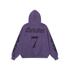Omirad Flame Print Rhinestone Zip-Up Hoodie