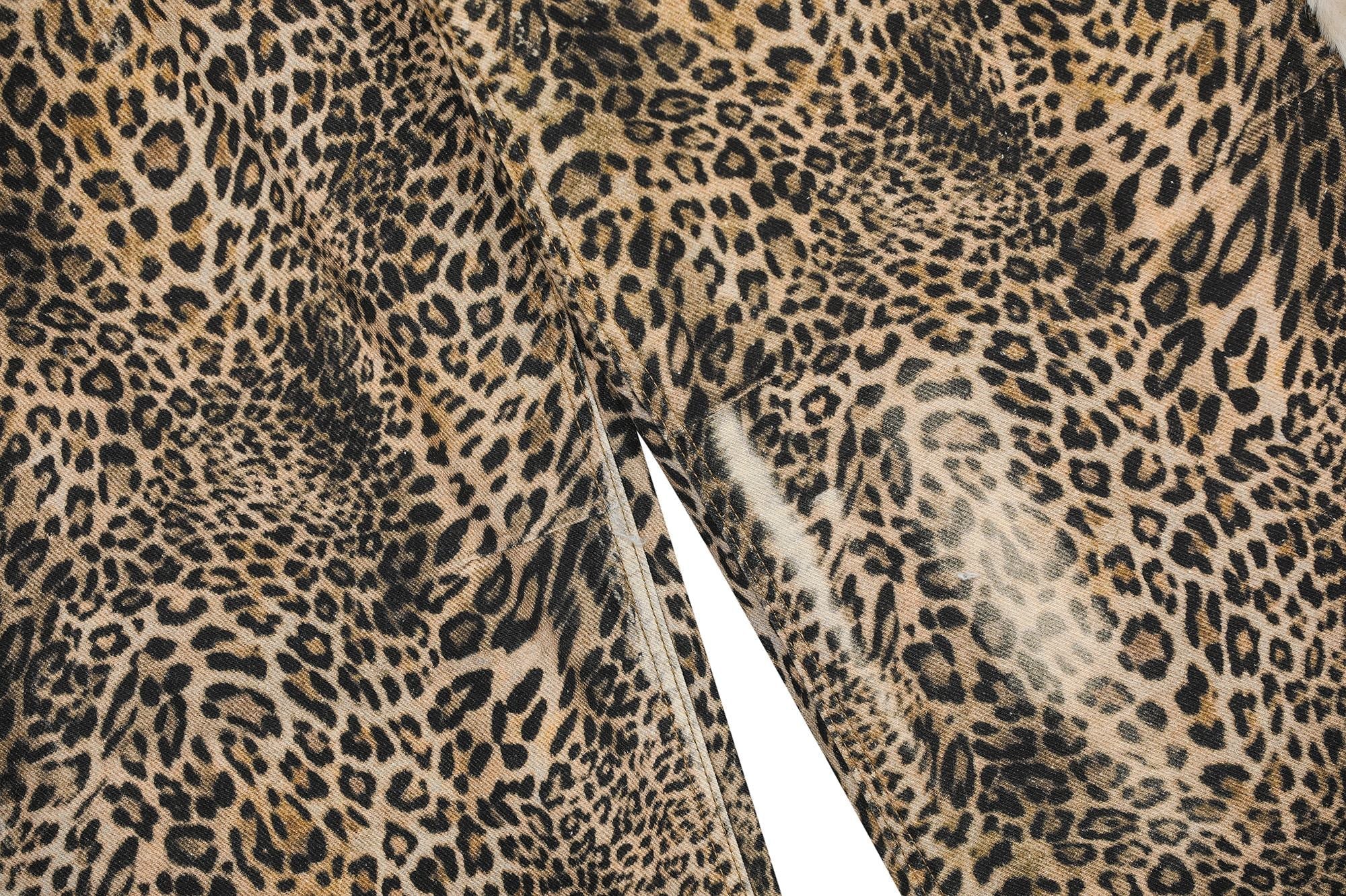 Omirad “Leopard Fur-Trim Wide-Leg Jeans”