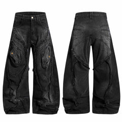 Omirad Distressed Panel Wide-Leg Denim Jeans