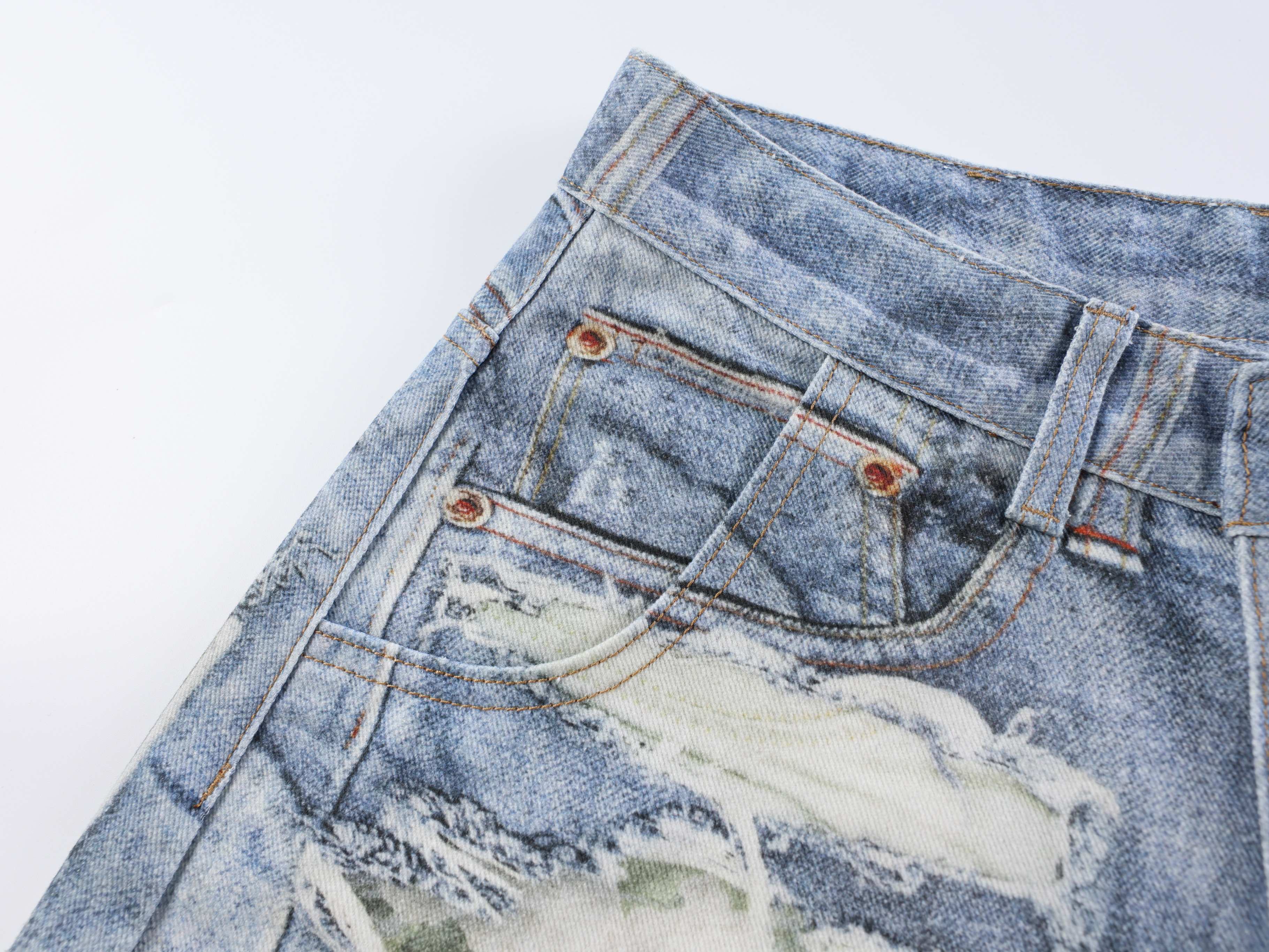 Omirad Floral Patchwork Distressed Jeans