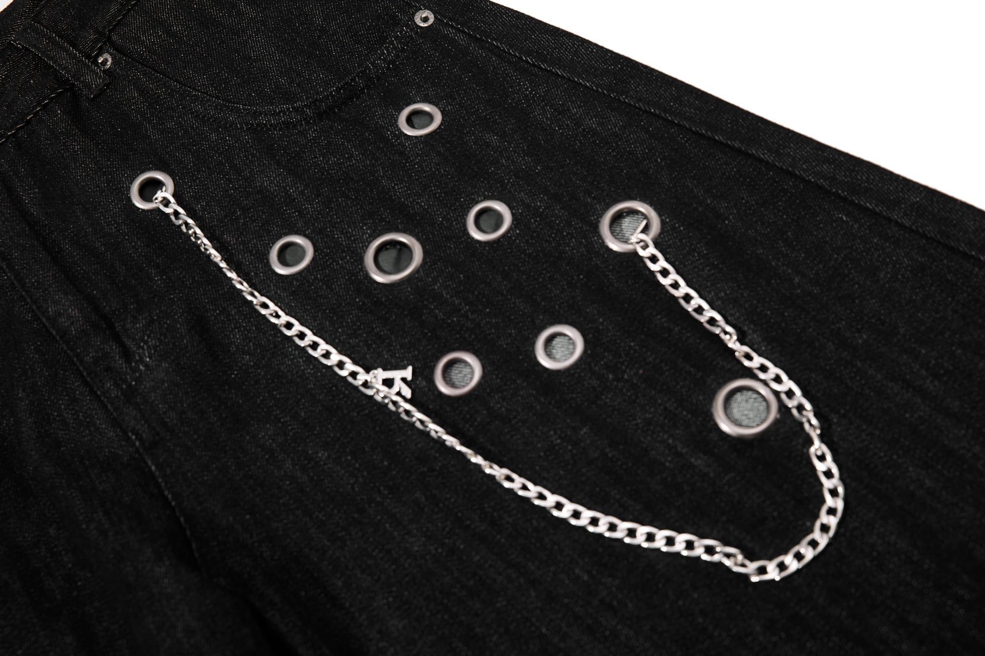 Omirad Rivet Chain Wide-Leg Denim Pants