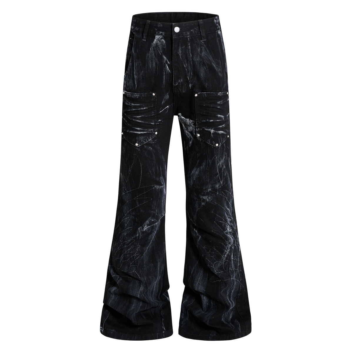 Omirad Washed Utility Flare Denim Jeans