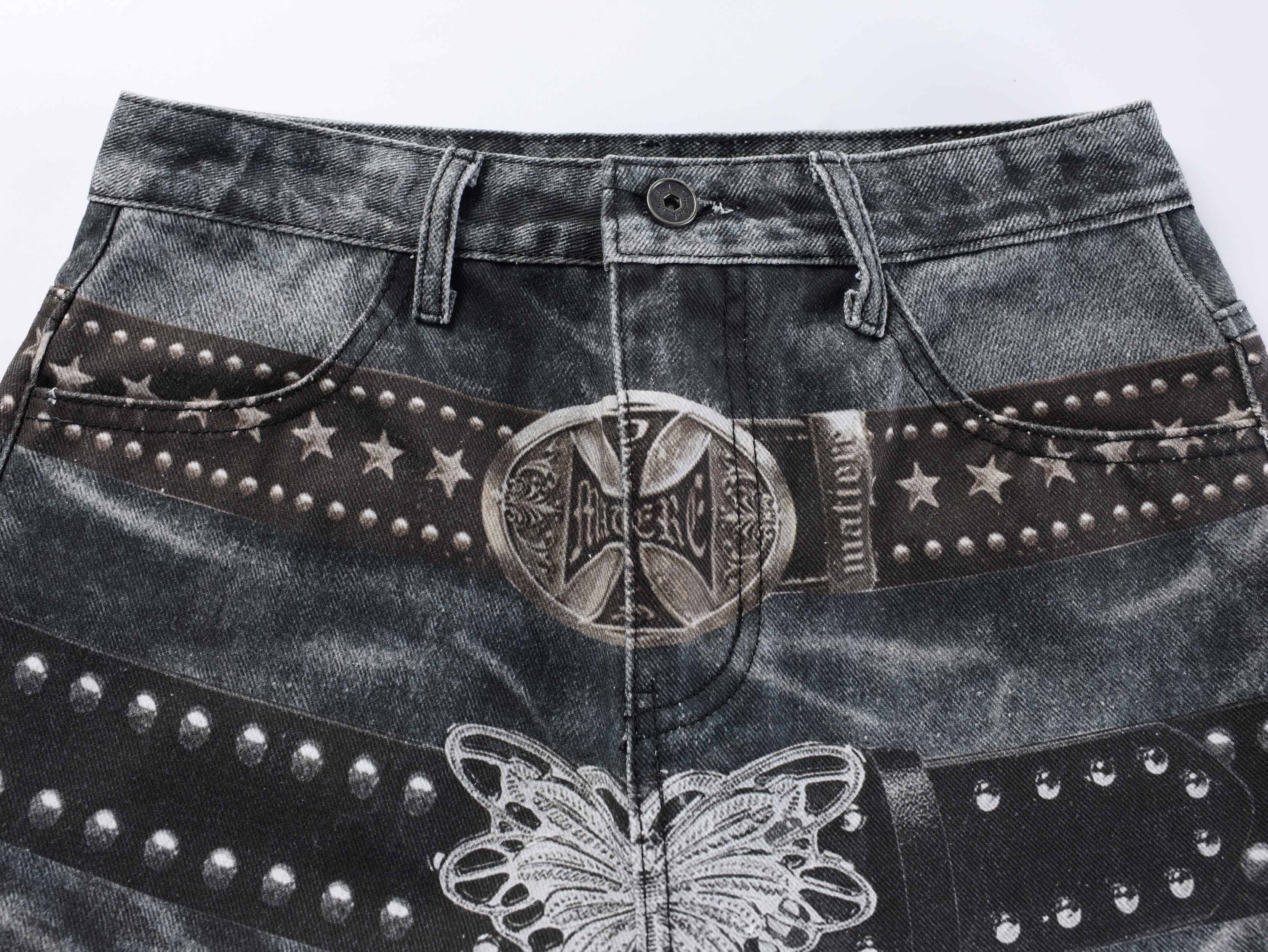 Omirad Washed Studded Wide-Leg Jeans