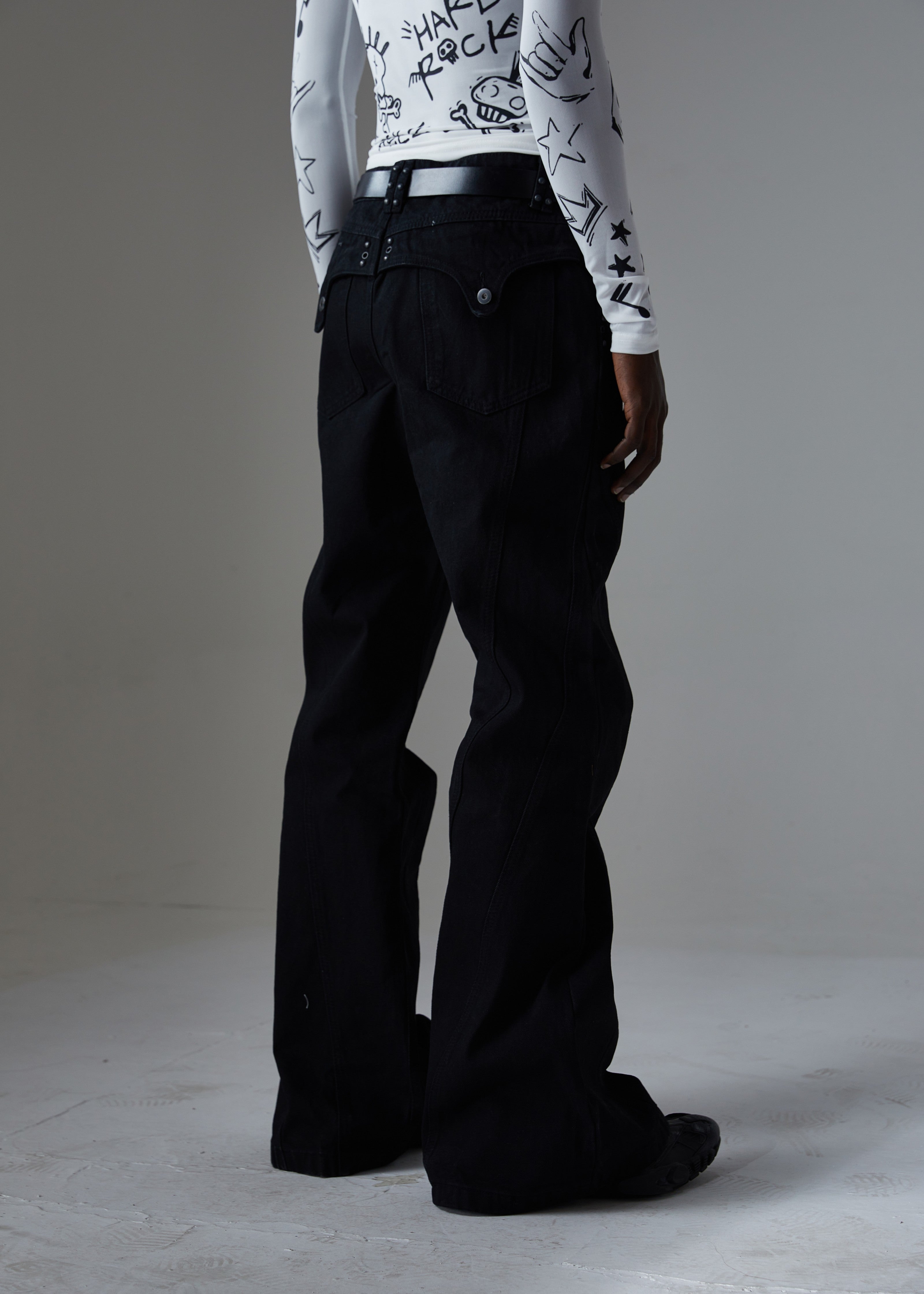Omirad Studded Panel Wide-Leg Jeans
