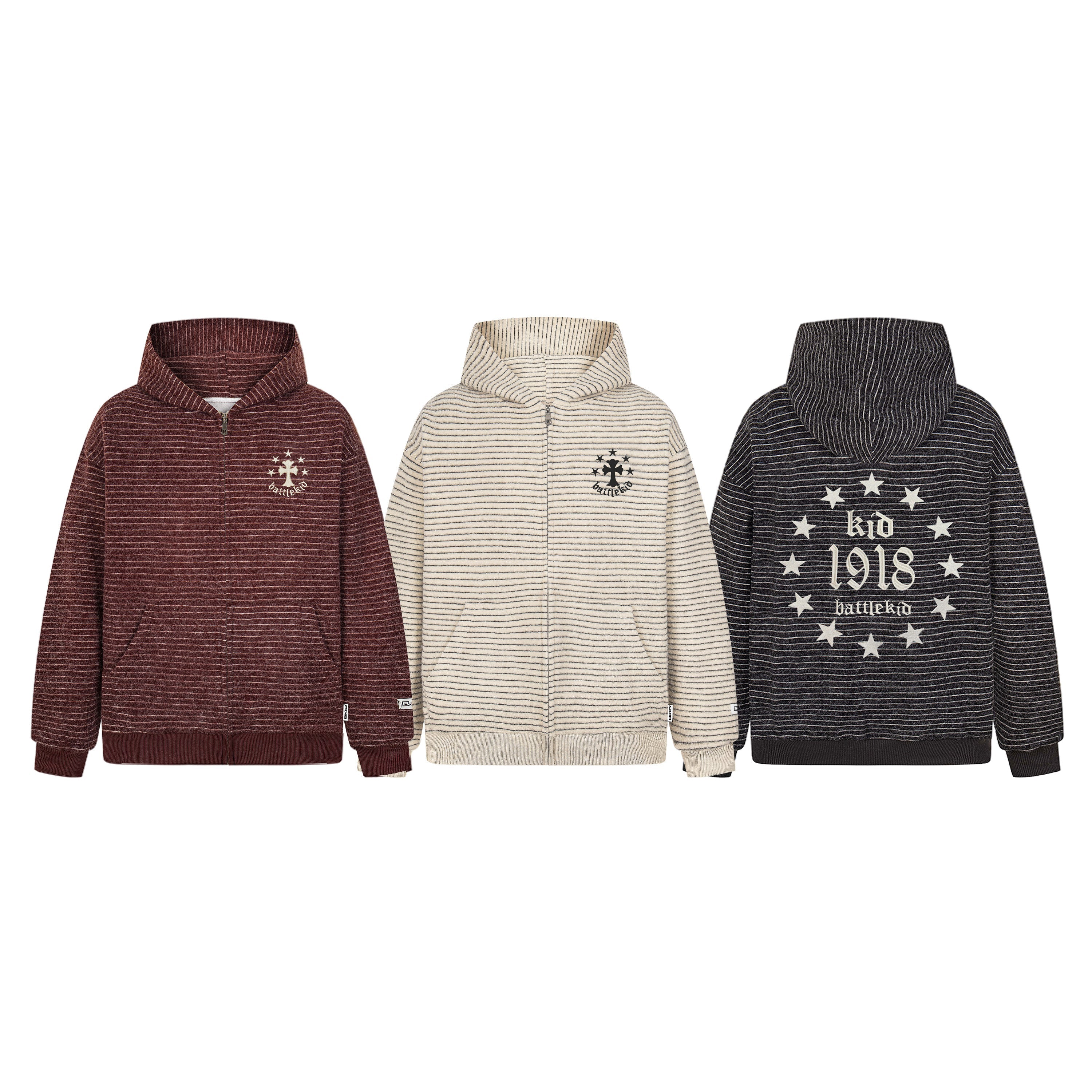 Omirad Striped Knit Zip Hoodie