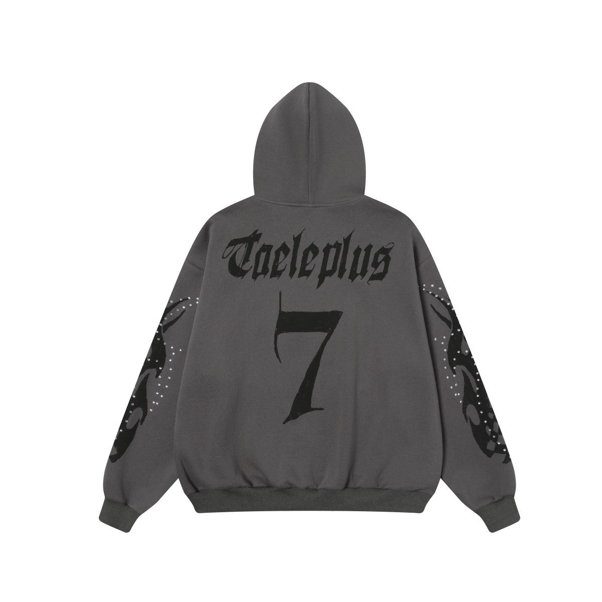 Omirad Flame Print Rhinestone Zip-Up Hoodie