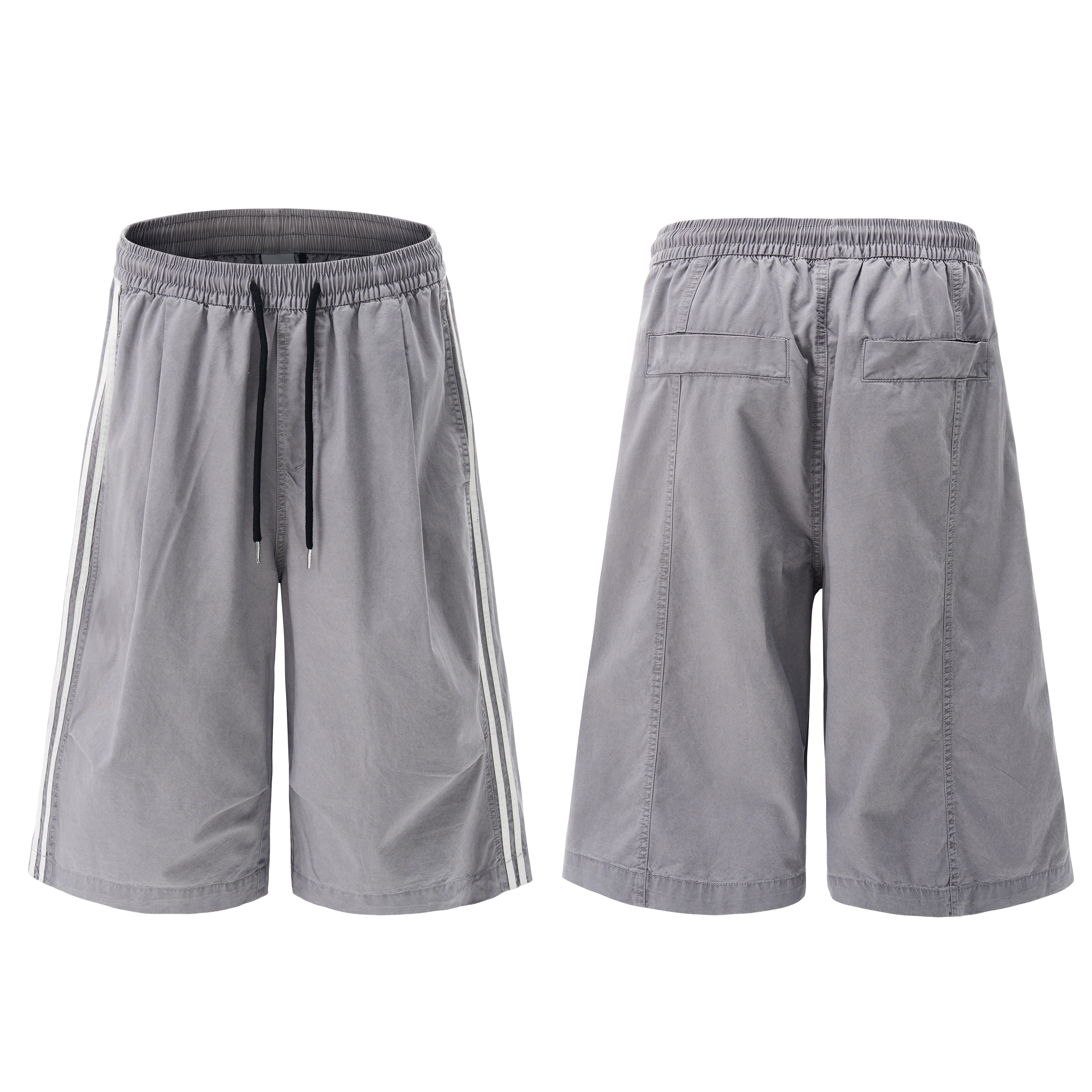 Omirad Washed Wide-Leg Stripe Shorts