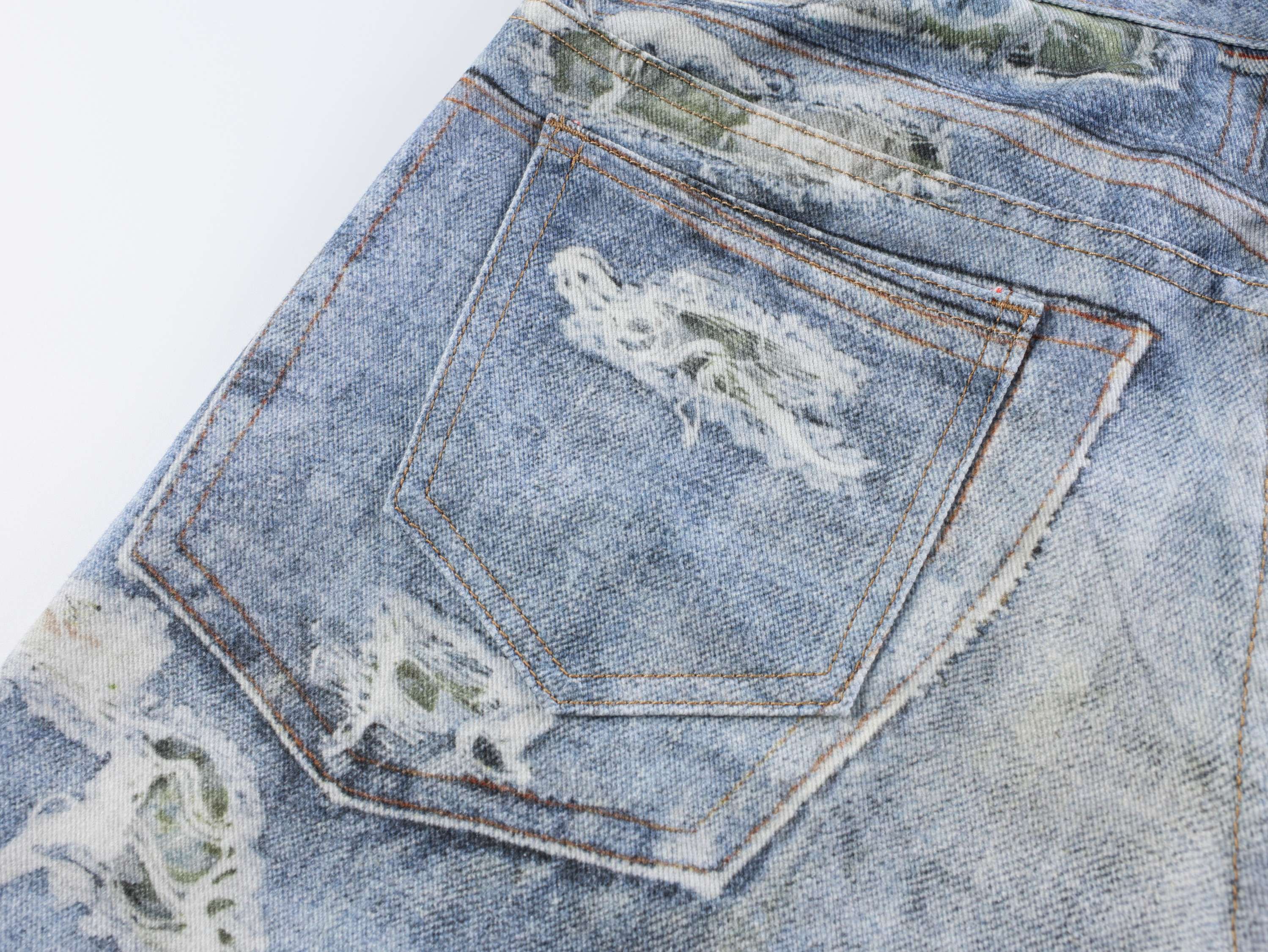 Omirad Floral Patchwork Distressed Jeans