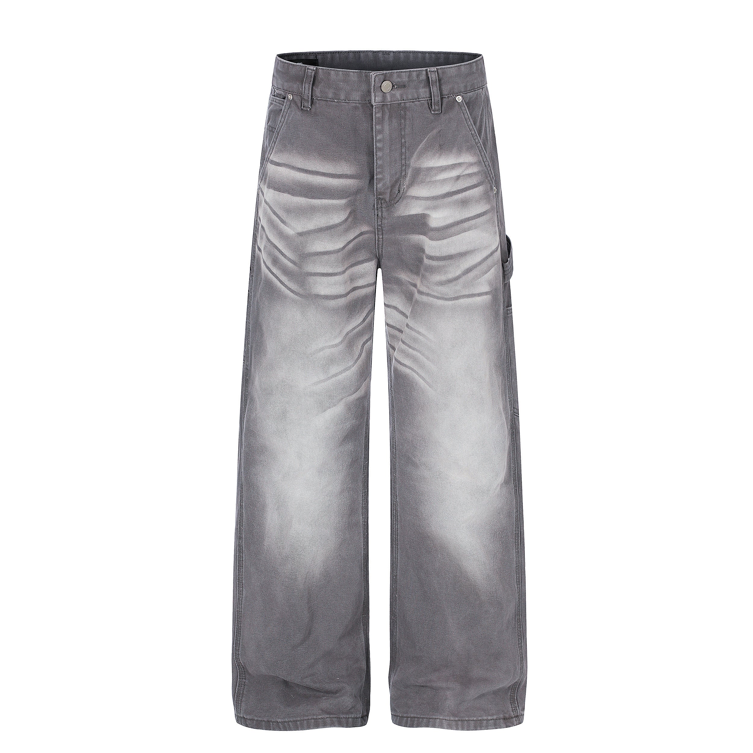 Omirad Washed Wrinkle Effect Denim Jeans