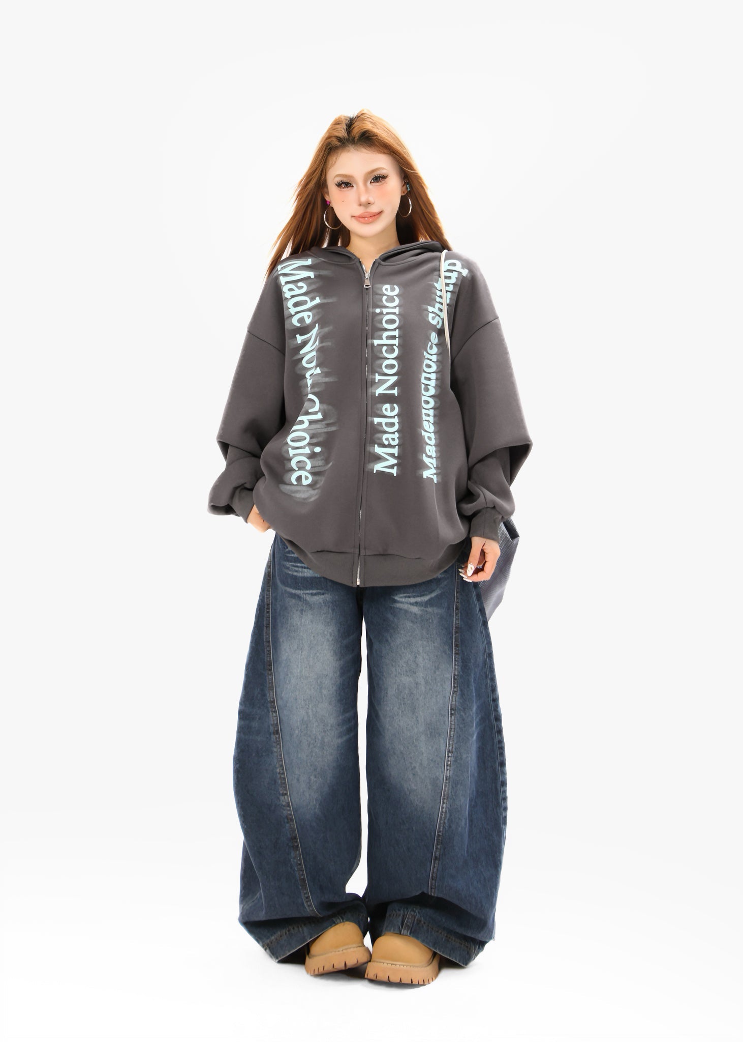 Omirad Gradient Letter Zip Hoodie