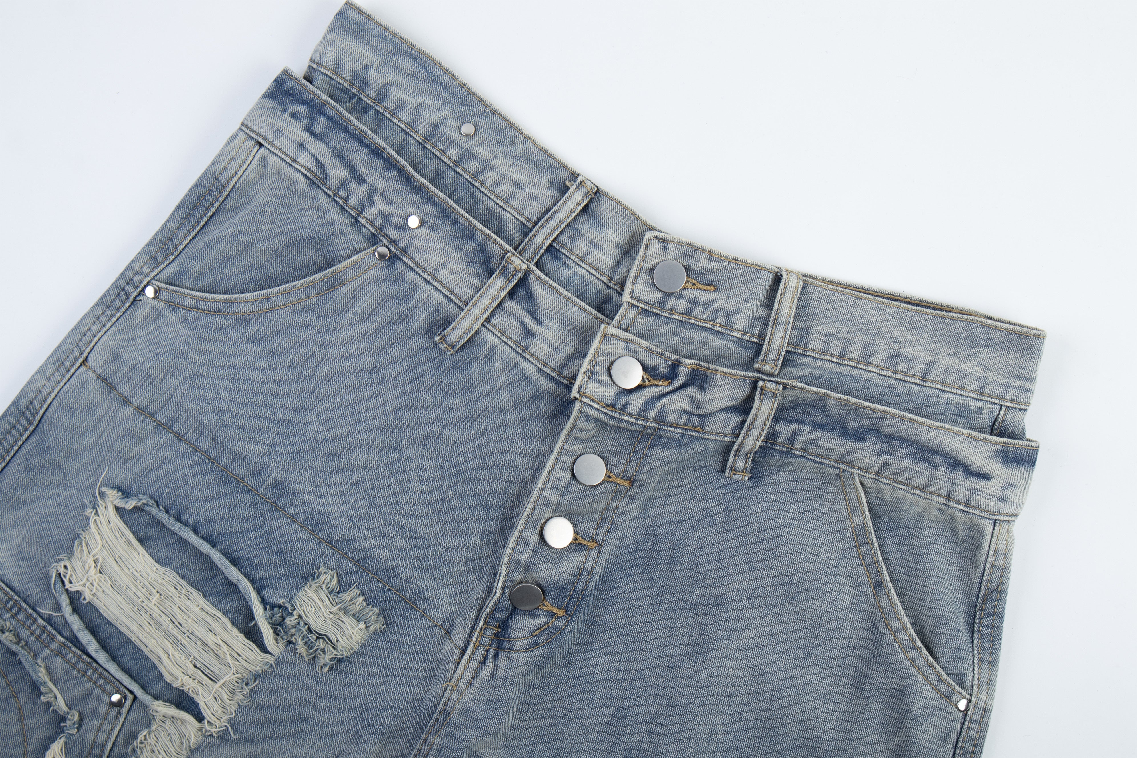 Omirad Distressed Panel Denim Pants