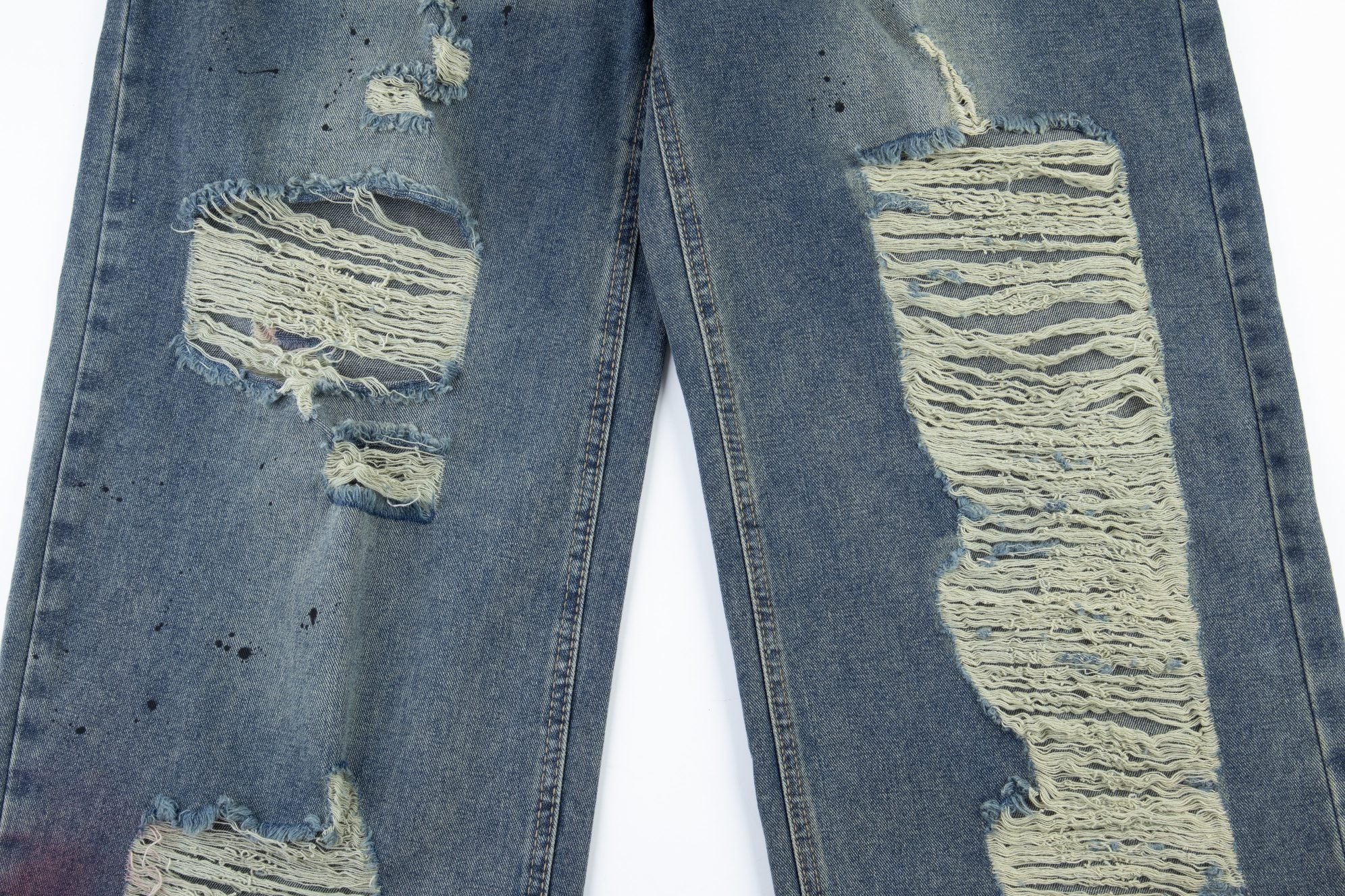 Omirad Distressed Washed Wide-Leg Jeans