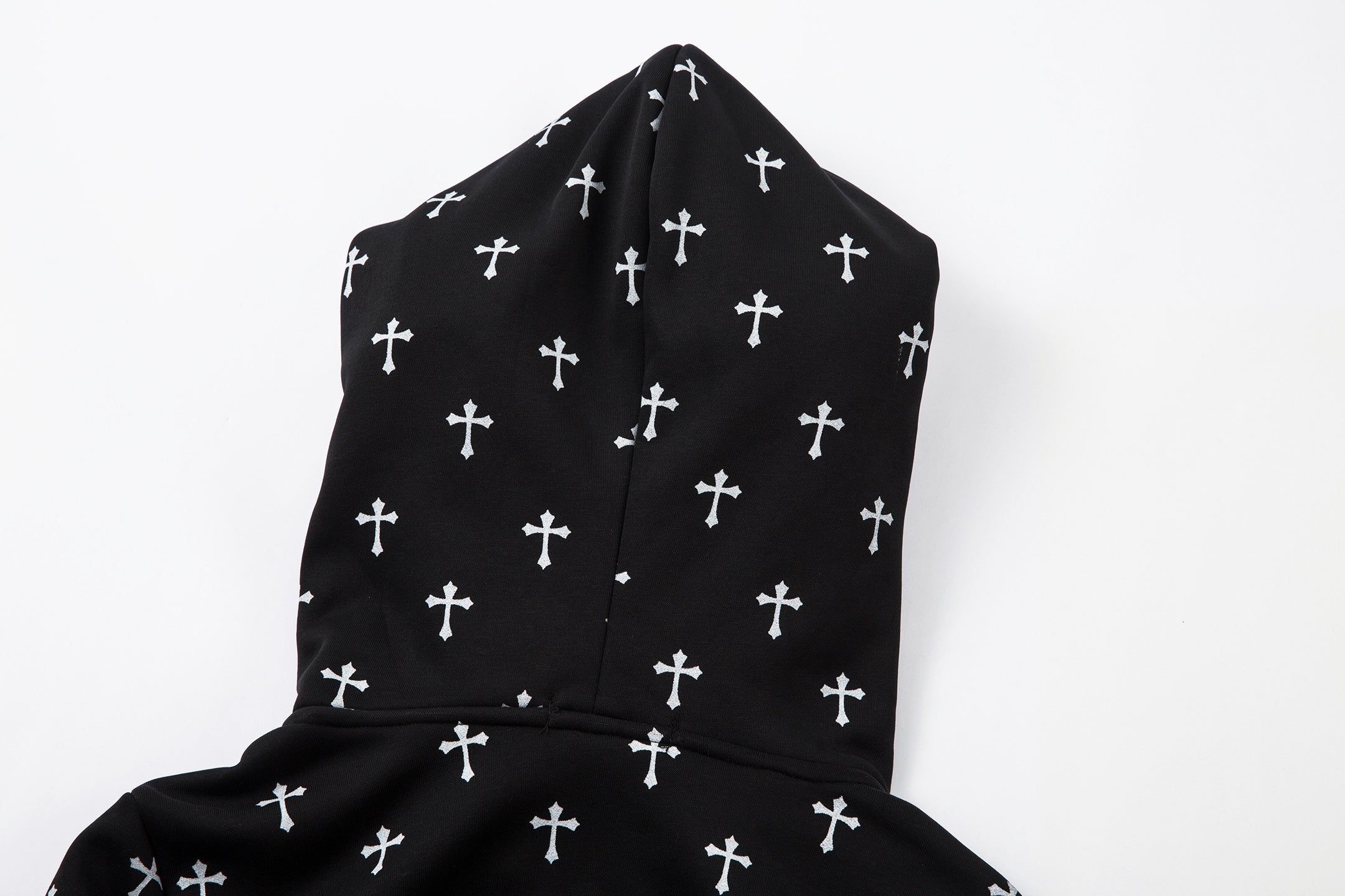 Omirad Cross Print Faux Fur Hooded Jacket