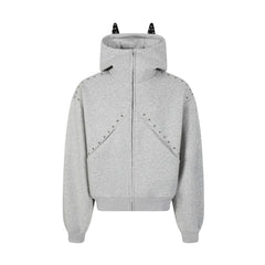 Omirad Devil Horn Studded High-Neck Zip Hoodie