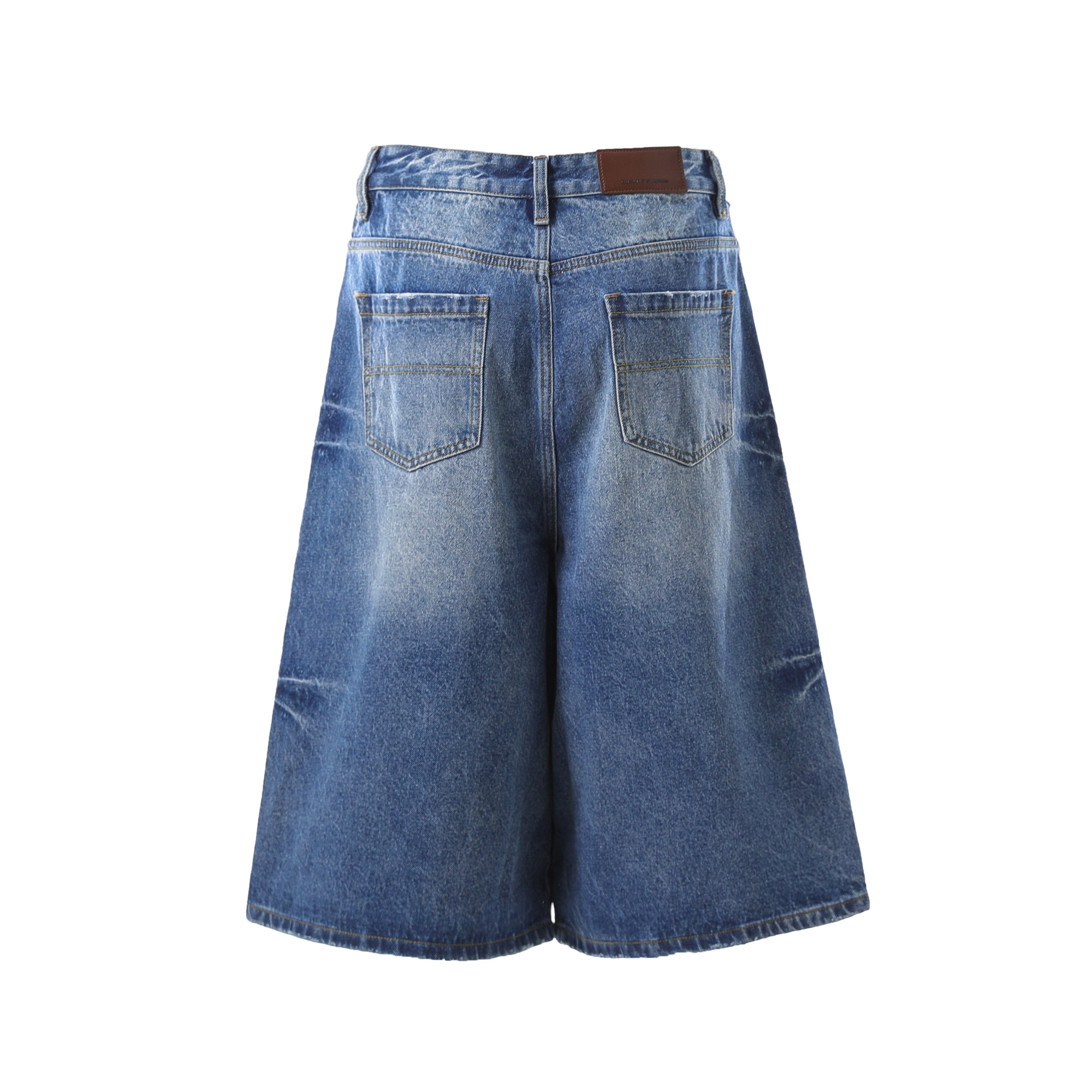 Omirad Vintage Wash Wide-Leg Denim Shorts