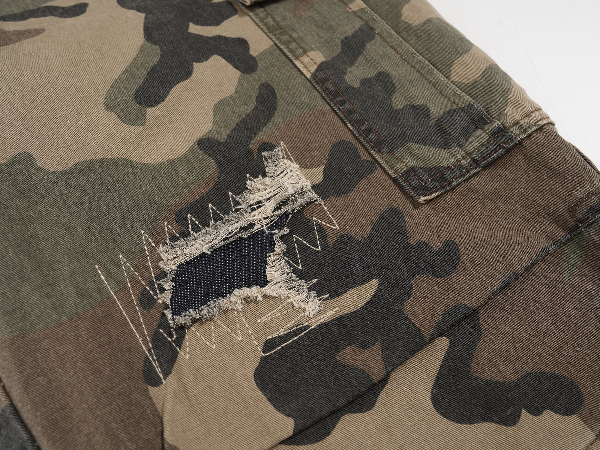 Omirad Distressed Camo Cargo Shorts