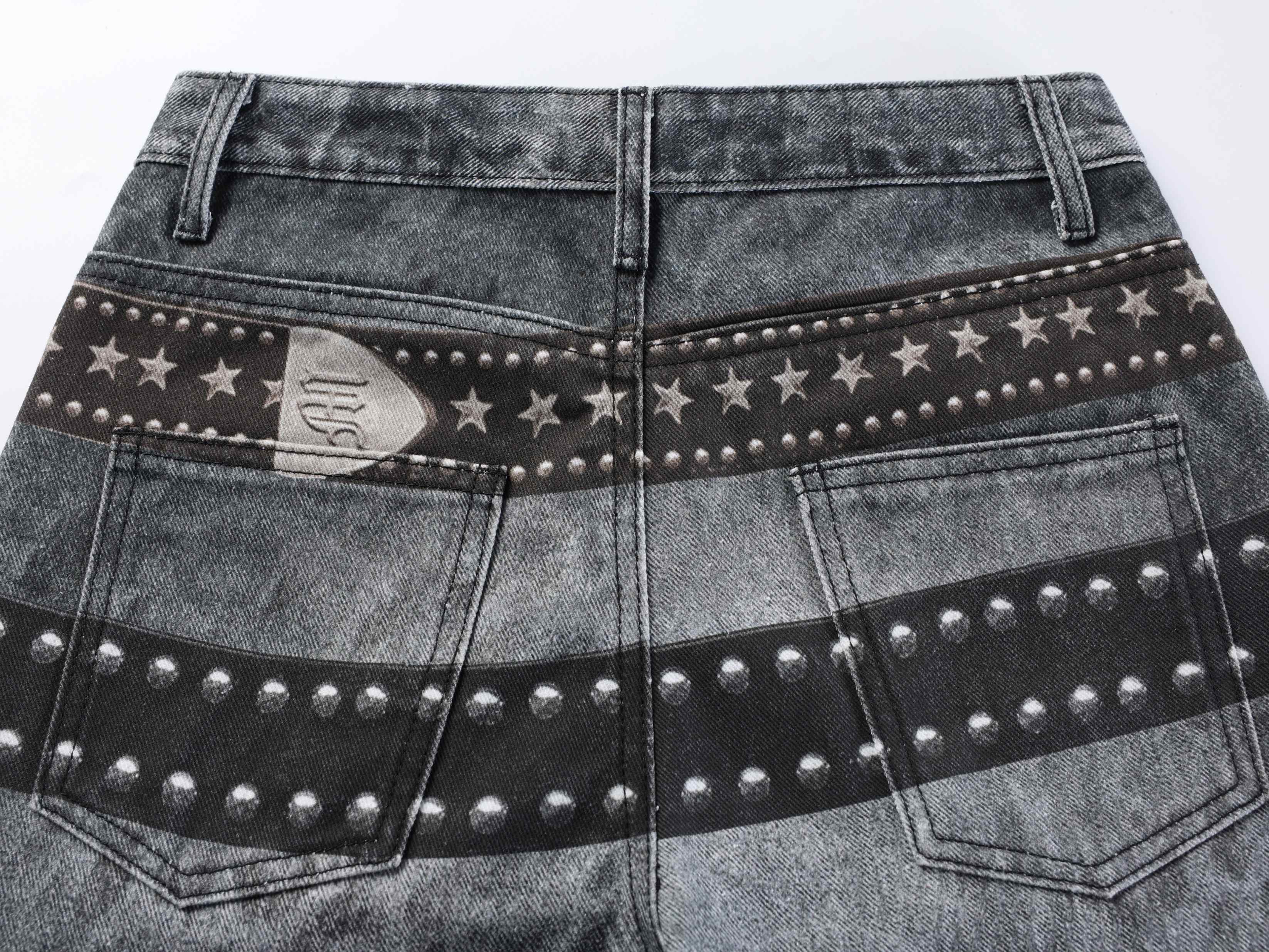 Omirad Washed Studded Wide-Leg Jeans