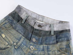 Omirad “Layered Fade Distressed Balloon Jeans”