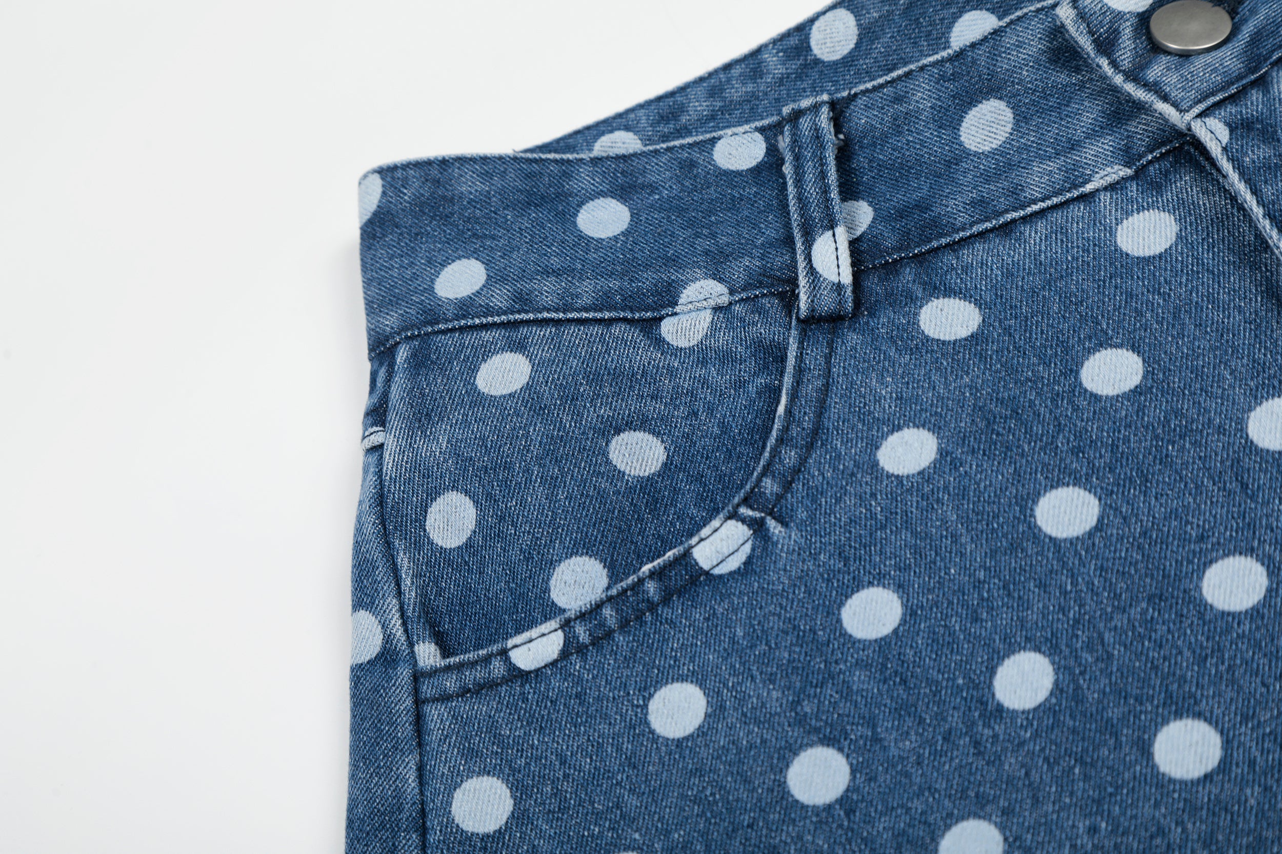 Omirad Polka Dot Washed Denim Jeans