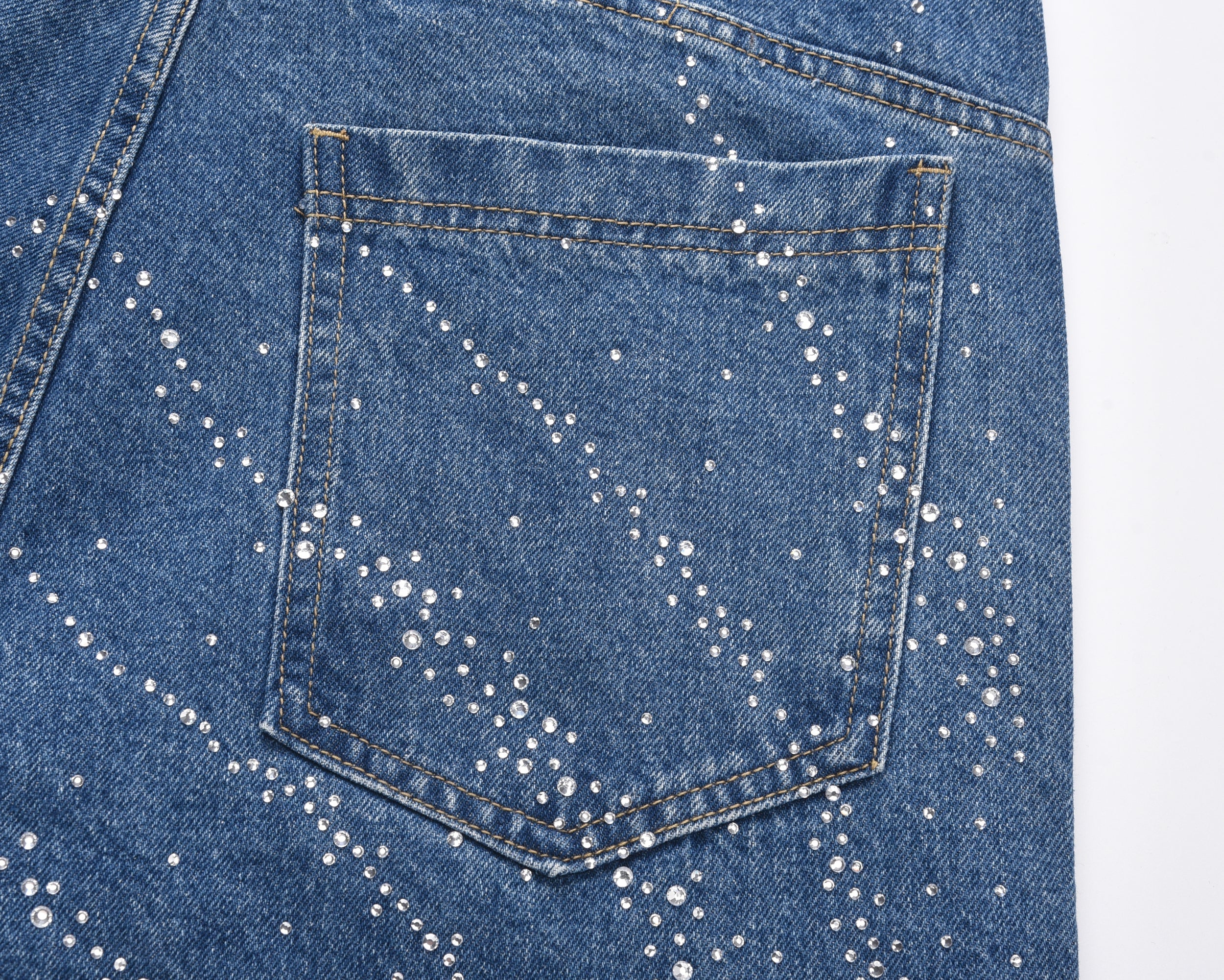 Omirad Rhinestone Burst Denim Shorts
