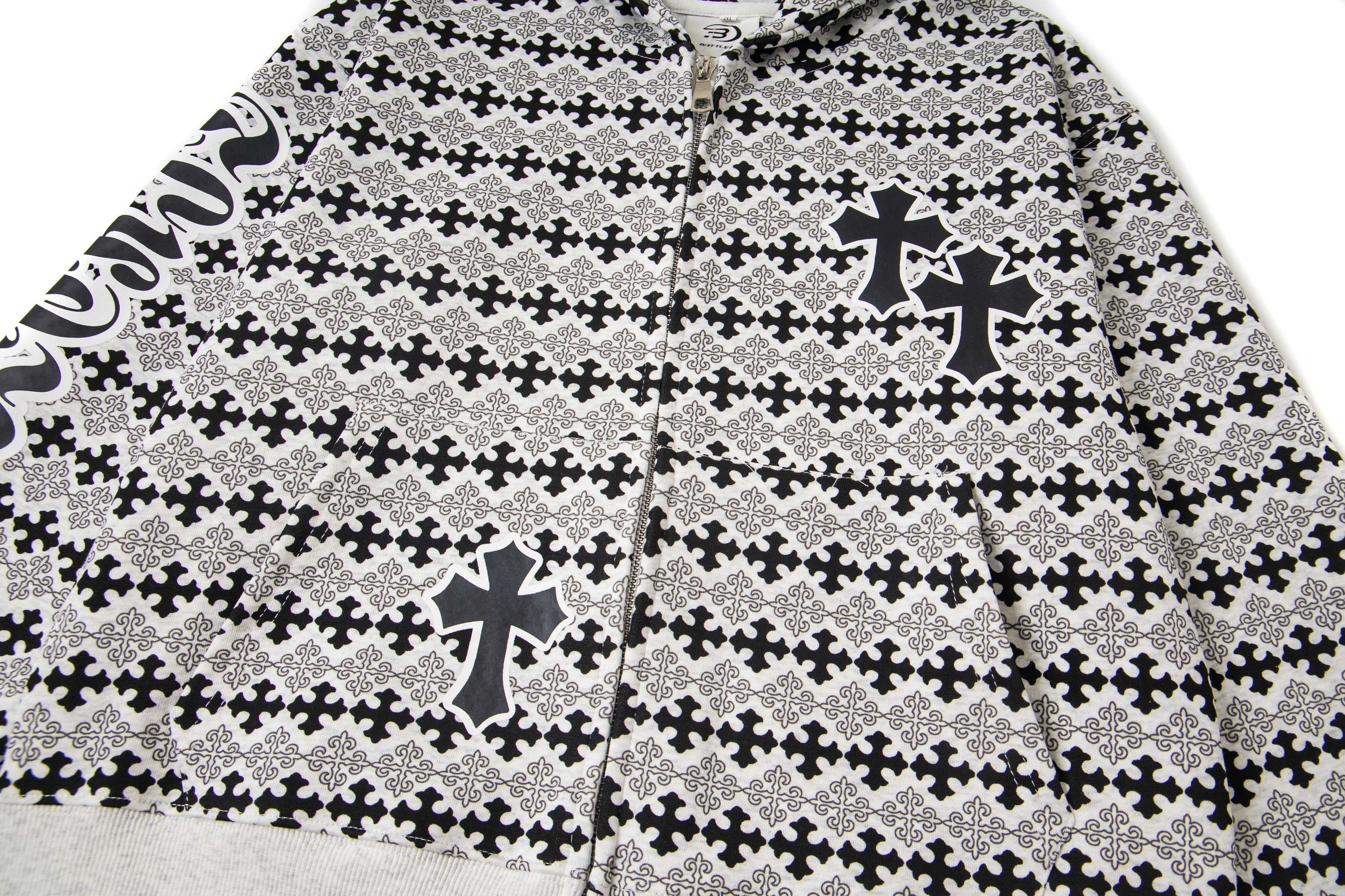 Omirad Gothic Pattern Full-Zip Hoodie